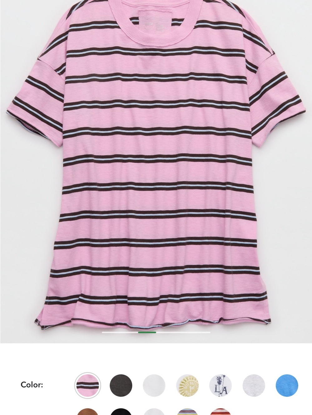 aerie Pink and Black Striped Short Sleeve Tee